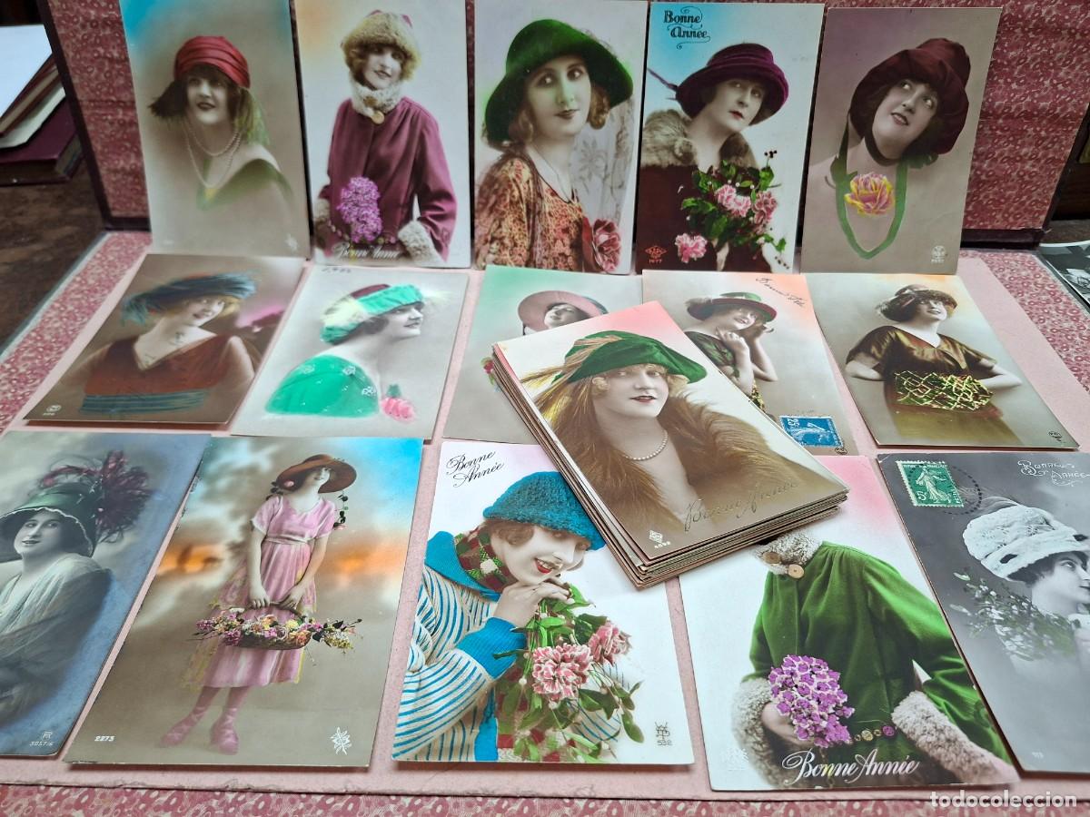Postais: LOTE COLECCION ANTIGUAS POSTALES ROMANTICAS MUJERES CON SOMBREROS Y TOCADOS PRINCIPIOS S XX