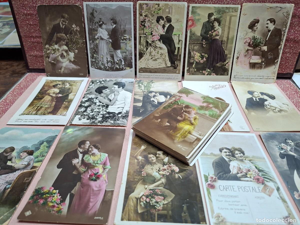 Postales: LOTE COLECCION ANTIGUAS POSTALES ROMANTICAS PAREJAS DE ENAMORADOS