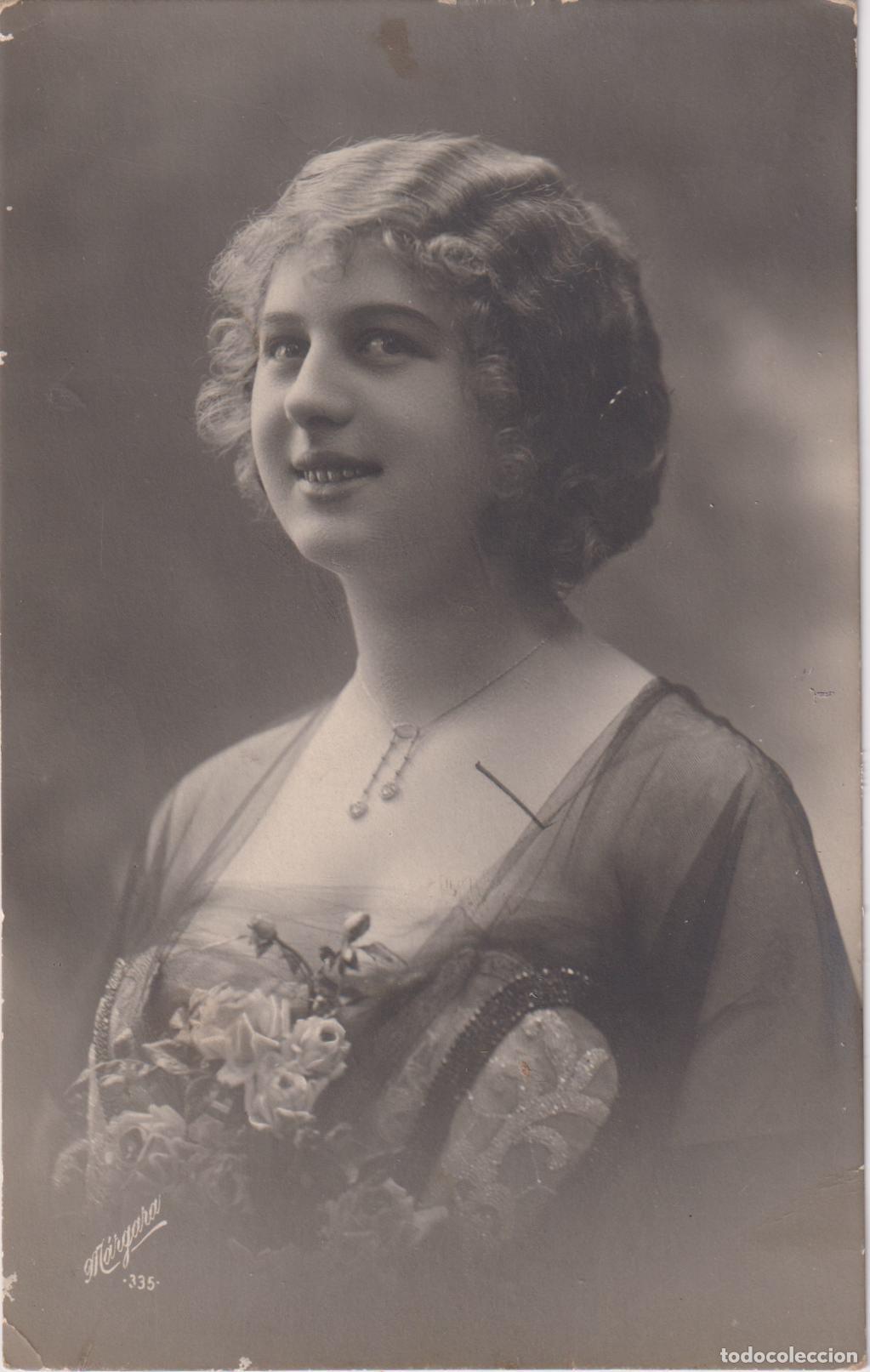 Postales: ANTIGUA POSTAL ROMANTICA, MUJER DE PERFIL CON EL PELO ONDULADO &ndash; M&Aacute;RGARA 335 - CIRCULADA