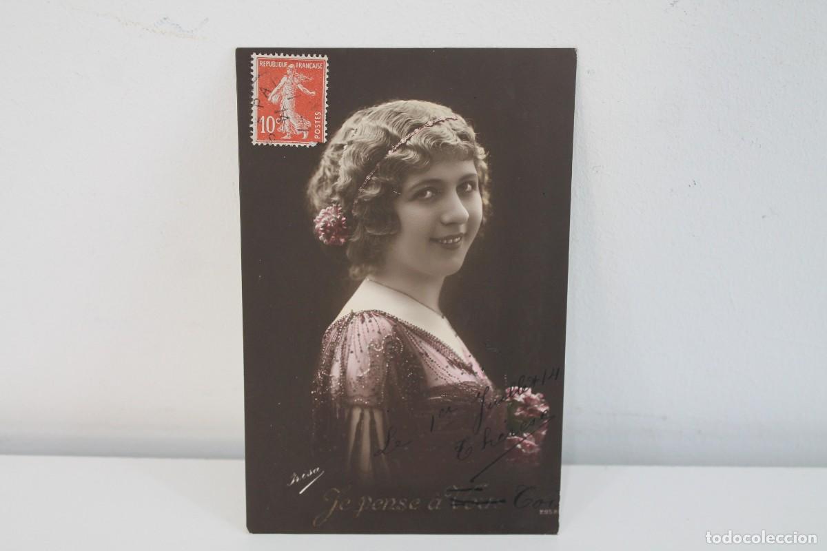 Postales: POSTAL ANTIGUA FRANCESA FOTOTIPIA VINTAGE MUJER BELLE EPOQUE CIRCA 1905-1915 CIRCULADA
