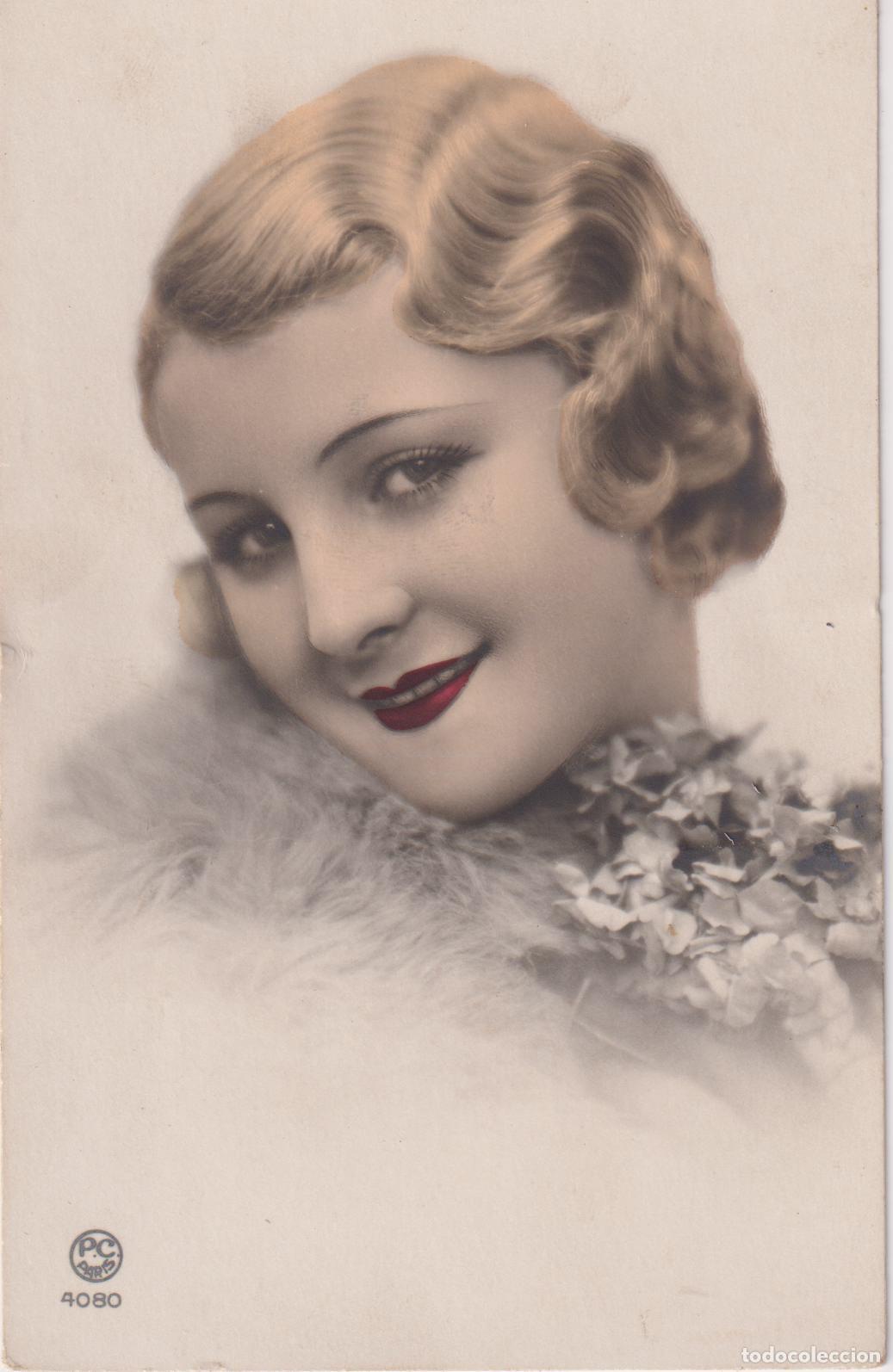 Postales: POSTAL FOTOGR&Aacute;FICA VINTAGE, MUJER SONRIENTE CON ONDAS AL AGUA EN EL PEINADO &ndash; PC PARIS 4080 &ndash; ESCRI