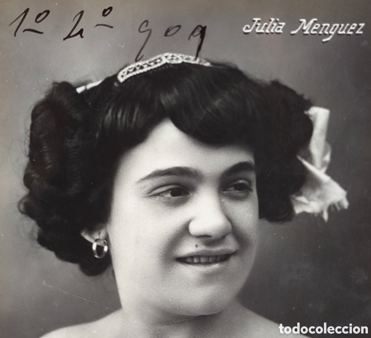 Postales: JULIA MENGUEZ CUPL&Eacute; ARTISTA POSTAL FOTOGR&Aacute;FICA FIRMADA Y DEDICADA 1909
