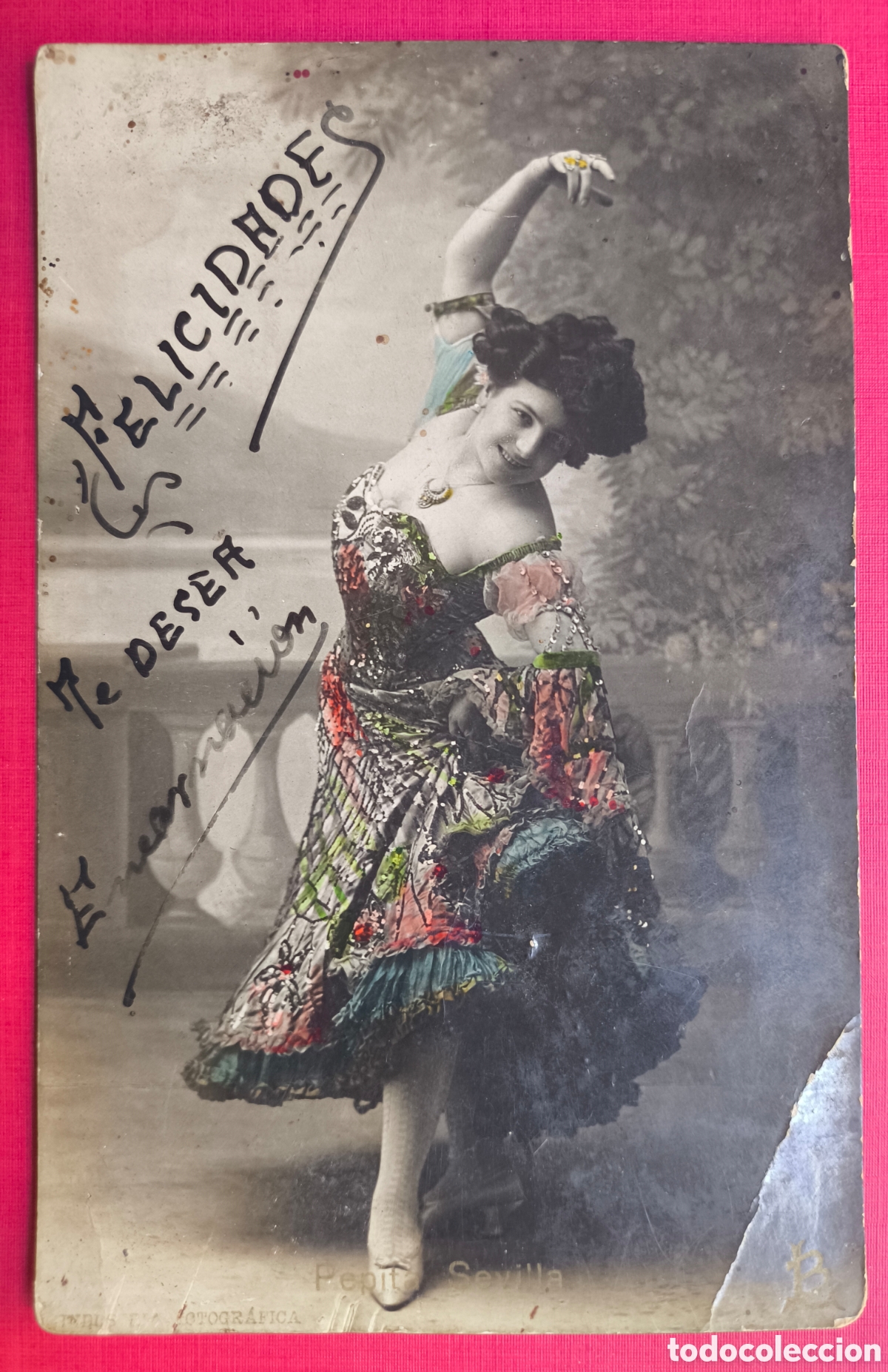Postales: PEPITA SEVILLA CUPL&Eacute; TIPLE ARTISTA POSTAL FOTOGR&Aacute;FICA ILUMINADA C. 1900