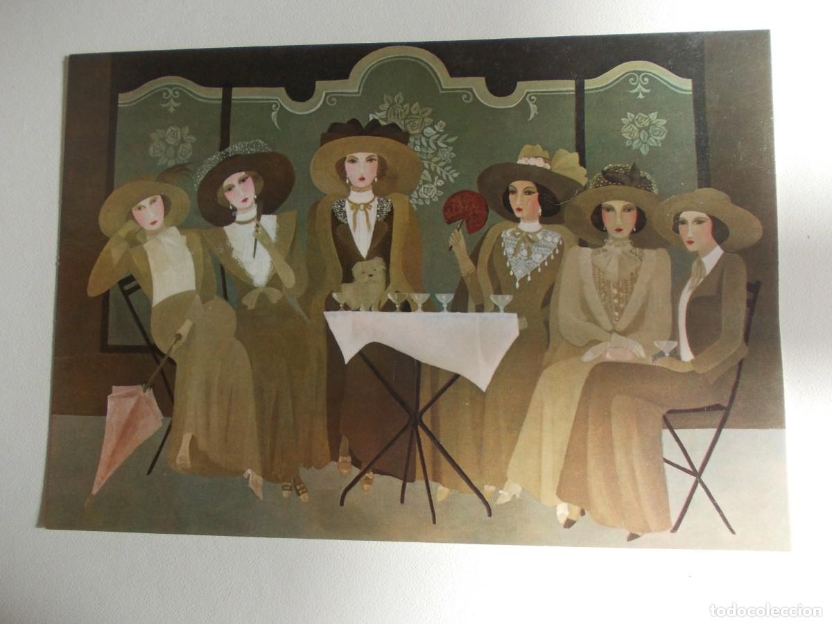Postais: Postal arte Annie Retivat Les &eacute;l&eacute;gantes se&ntilde;oras con sombrero sal&oacute;n Galerie Na&iuml;fs et Primitifs AR1