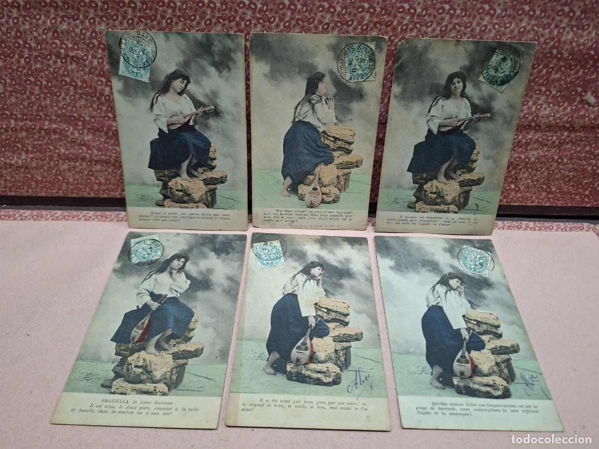 Postales: LOTE POSTALES ROMANTICAS ANTIGUAS GRAZIELLA LA JOVEN ITALIANA MUSICA LAUD MANDOLINA