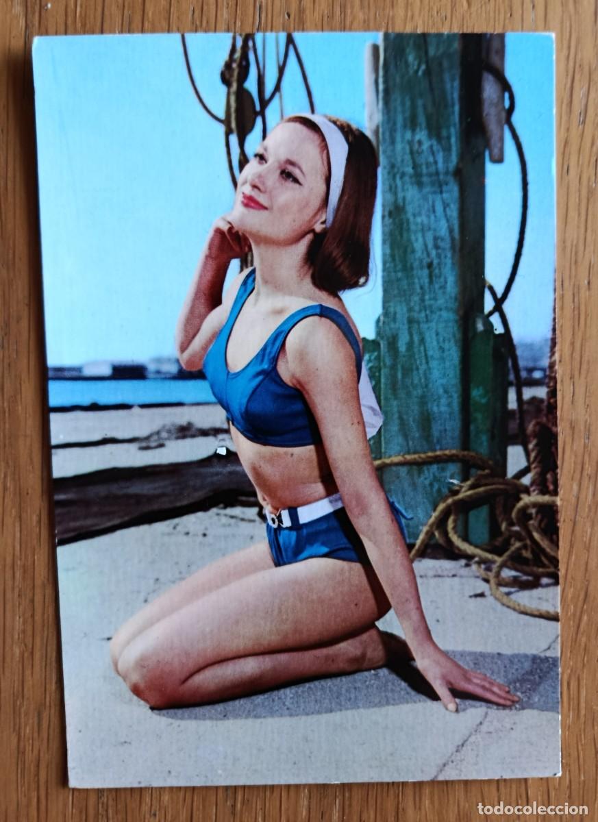 Cartoline: Postal chica en bikini azul