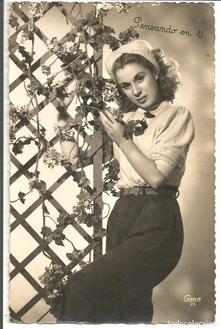 Postais: POSTAL ROMANTICA, CHICA PENSANDO EN TI - EDICIONES CIMA 26 - ESCRITA