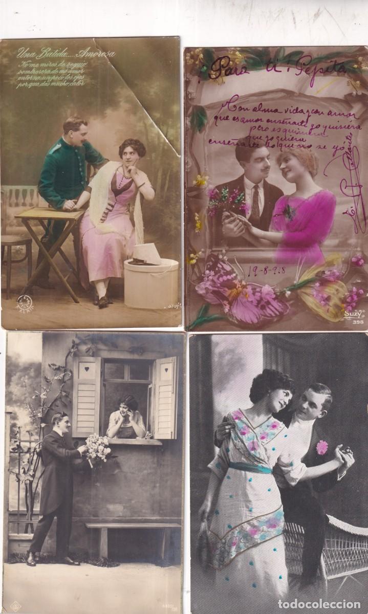 Postkarten: Lote de 4 postales de parejas. Escritas. Sin circular.