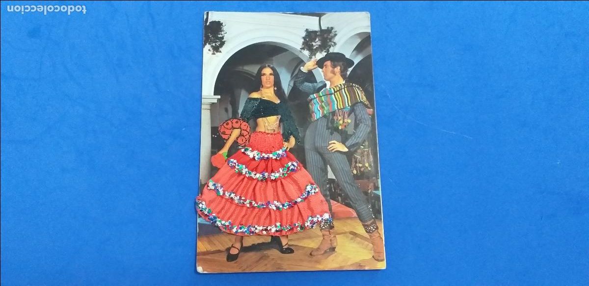 Postales: POSTAL FOTOGRAFICA PAREJA de BAILAORES de FLAMENCO. TRAJE DE TELA Y CUERPO BORDADO. CIRCULADA