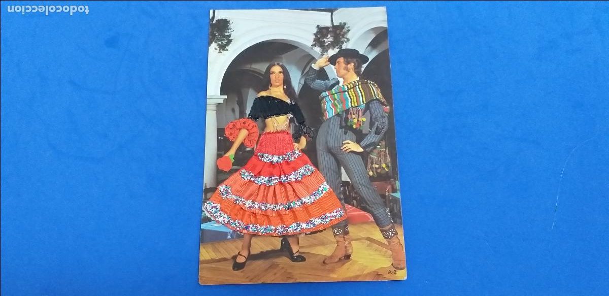 Postales: POSTAL FOTOGRAFICA PAREJA de BAILAORES de FLAMENCO. TRAJE DE TELA Y CUERPO BORDADO. CIRCULADA