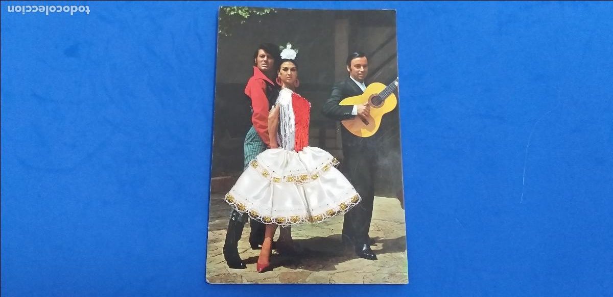 Postales: POSTAL FOTOGRAFICA PAREJA DE FLAMENCOS, TRAJE DE TELA Y CUERPO BORDADO. COMERCIAL BOHIGAS