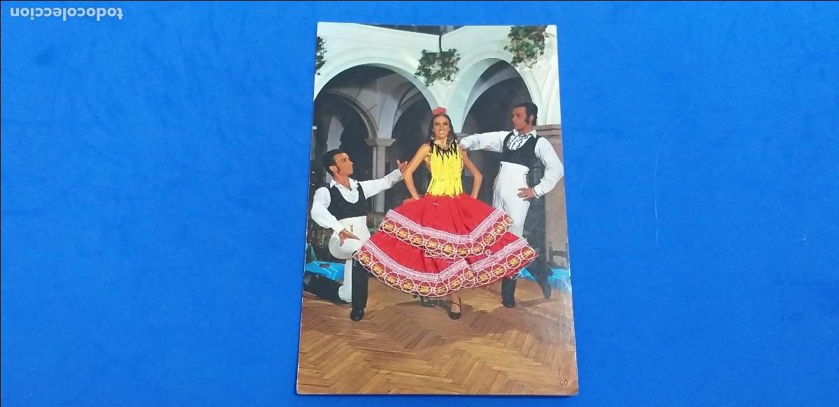 Postales: POSTAL FOTOGRAFICA TR&Iacute;O DE FLAMENCOS, TRAJE DE TELA Y CUERPO BORDADO. CIRCULADA