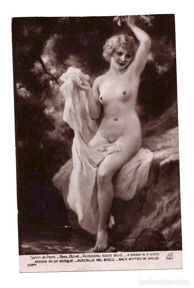 Postales: TARJETA POSTAL EROTICA. SALON DE PARIS. ABEL BOY&Eacute;. ARROYO EN UN BOSQUE. AN PARIS. C.1900