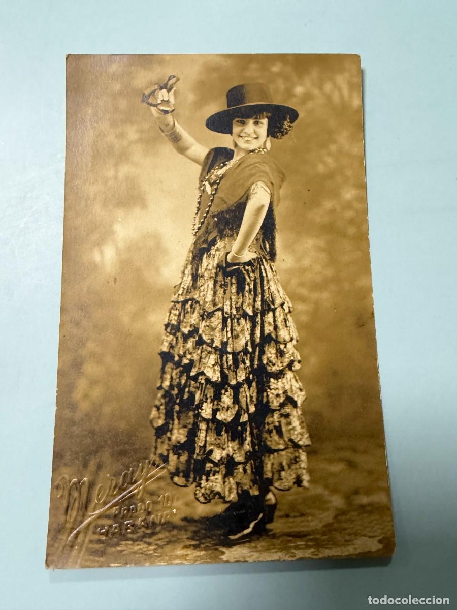 Postales: TARJETA POSTAL. RETRATO FOTOGR&Aacute;FICO ANTIGUO DE BAILAORA FLAMENCA CON SOMBRERO CORDOB&Eacute;S. TRAJE DE VOL