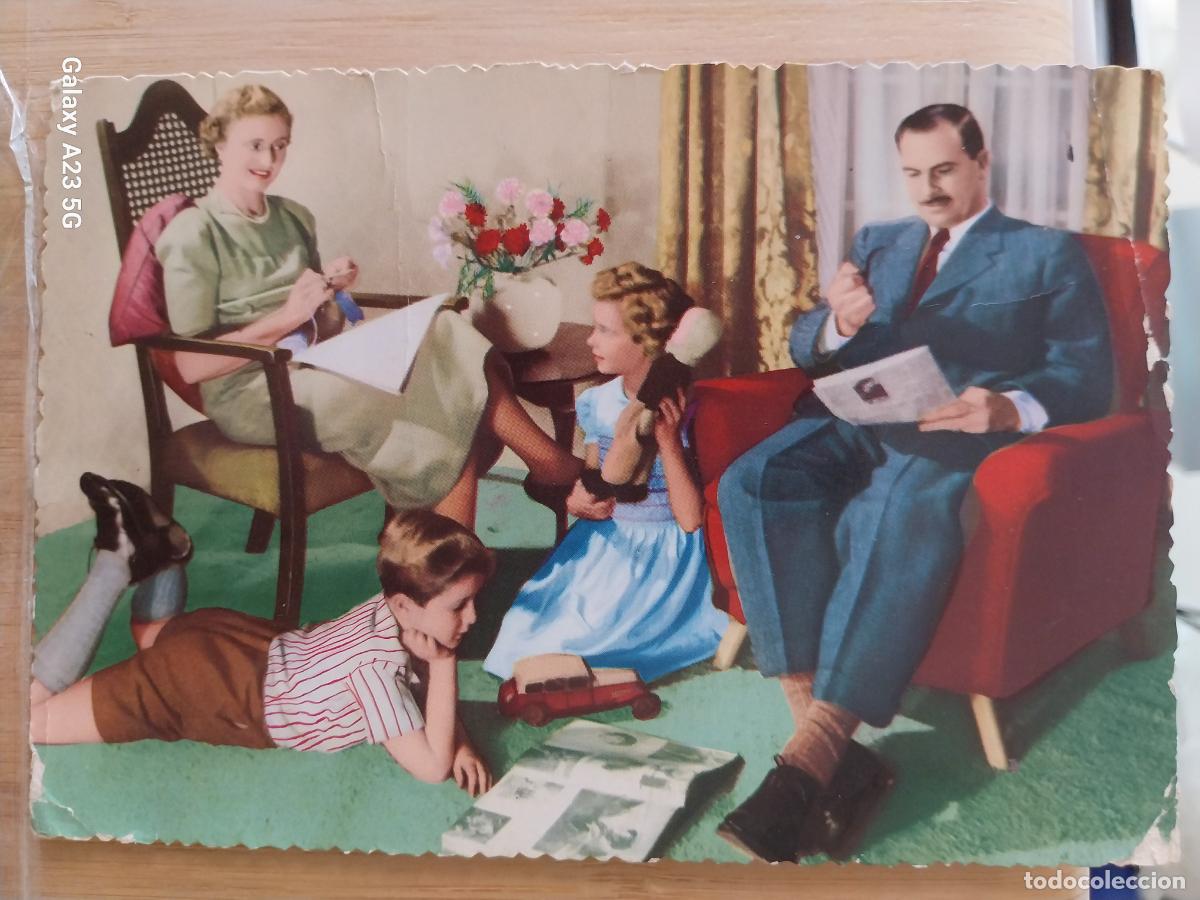 Postales: FAMILIA CON NI&Ntilde;OS LEYENDO ED PAJARITA 13321 A SOBADA ESCRITA