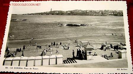 Postales: ANTIGUA POSTAL DE  LA CORU&Ntilde;A - PLAYA DE RIAZOR - Foto 1