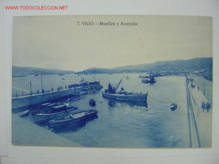 Postales: VIGO MUELLES Y AVENIDA - Foto 1