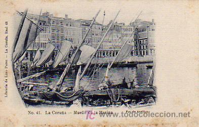 Postales: LA CORU&Ntilde;A. MUELLE DE LA MARINA. - Foto 1