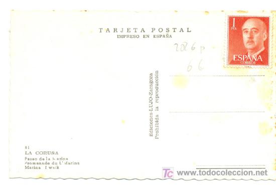 Postales: LA CORU&Ntilde;A ..............  Paseo de la Marina - Foto 2