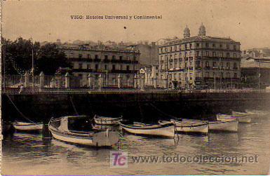 Postales: VIGO. HOTELES UNIVERSAL Y CONTINENTAL. - Foto 1