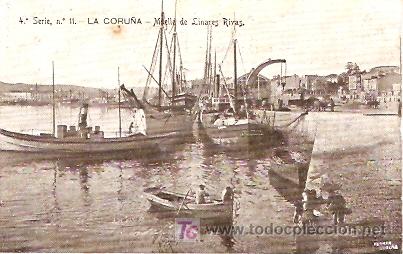 Postales: POSTAL LA COR&Ntilde;A MUELLE DE LINARES RIVAS - Foto 1