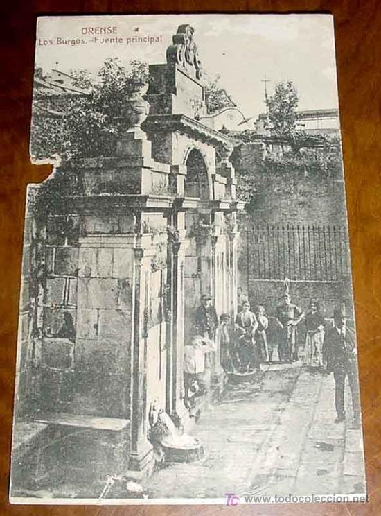 Cartes Postales: ANTIGUA POSTAL DE ORENSE - LOS BURGOS, FUENTE PRINCIPAL - ED. CATA&Ntilde;EIRA Y ALVAREZ - NO CIRCULADA - C