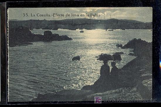 Postales: LA CORU&Ntilde;A. EFECTO DE LUNA EN LA BAHIA. - Foto 1