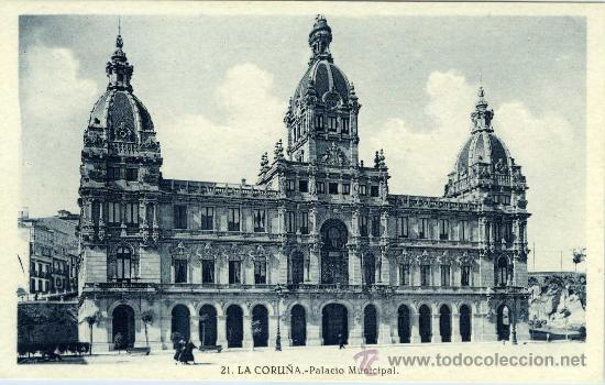 Postales: POSTAL LA CORU&Ntilde;A PALACIO MUNICIPAL - Foto 1