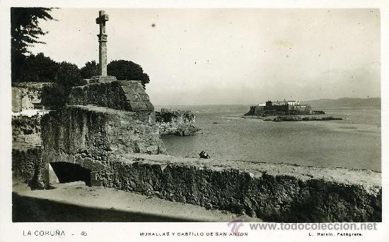 Postkarten: LA CORU&Ntilde;A.- MURALLAS Y CASTILLO DE SAN ANTON.-  L. ROISIN N&ordm; 45