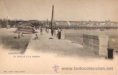 Postales: POSTAL CORU&Ntilde;A EL MUELLE Y LA MARINA - Foto 1