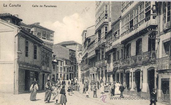 Postales: La Coru&ntilde;a.- Calle de Panaderas