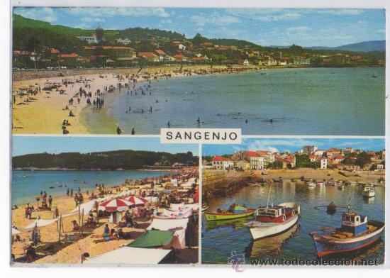 Postais: TARJETA POSTAL DE SANGENJO VISTAS PARCIALES Y PLAYA DE SILGAR PUERTO PONTEVEDRA