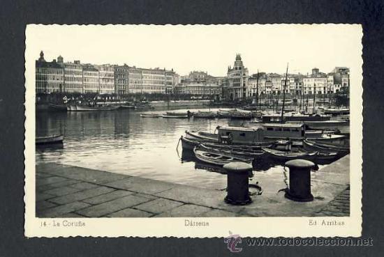 Postales: Postal de LA CORU&Ntilde;A: Darsena (Ed.Arribas num.14) - Foto 1