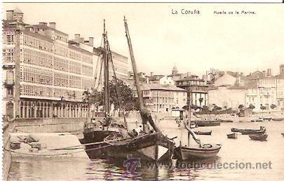 Postales: POSTAL LA CORU&Ntilde;A MUELLE DE LA MARINA - Foto 1
