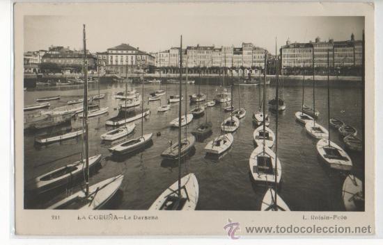 Postales: TARJETA POSTAL LA DARSENA LA CORU&Ntilde;A - Foto 1