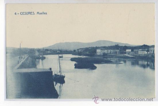 Postales: TARJETA POSTAL DE CESURES MUELLES LA CORU&Ntilde;A - Foto 1