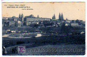 Postales: Coru&ntilde;a. Santiago de Compostela. 1777 Vista general. Hauser y menet. Reverso dividido.