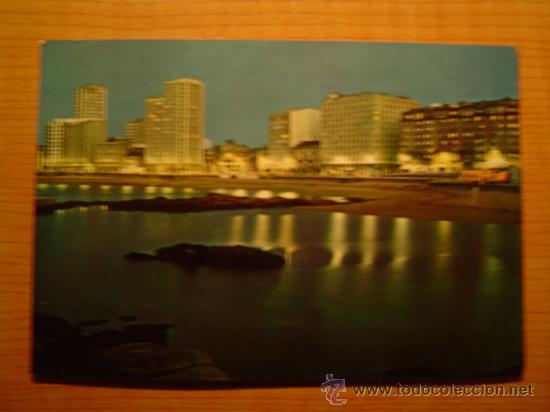 Postcards: POSTAL LA CVORU&Ntilde;A PLAYA DE RIAZOR NOCTURNA CIRCULADA