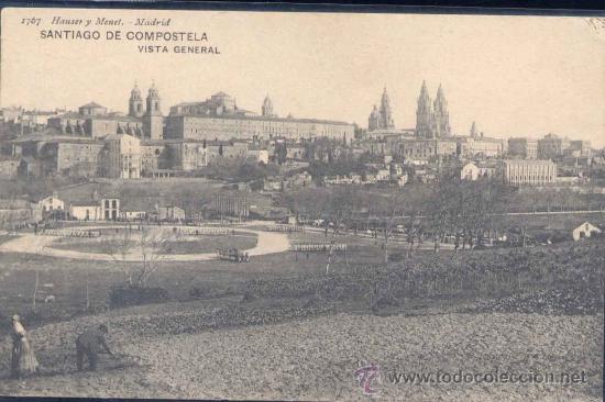 Postales: SANTIAGO DE COMPOSTELA(CORU&Ntilde;A).-VISTA GENERAL-HAUSER Y MENET