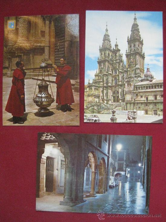 Postales: SANTIAGO DE COMPOSTELA (LA CORU&Ntilde;A) 3 POSTALES - Foto 1