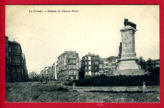 Postkarten: coru&ntilde;a, galicia, estatua de linares rivas,      p44105