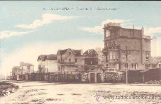 Postales: LA CORU&Ntilde;A.- UN TROZO DE LA .-CIUDAD JARDIN.-