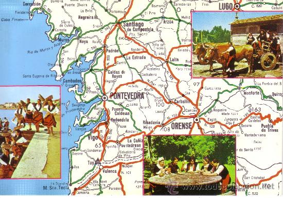 Postales: PONTEVEDRA - MAPA DE GALICIA - Foto 1