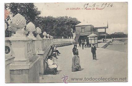 Postales: LA CORU&Ntilde;A. PASEO DE RIAZOR. (ED. E. COMAS). CIRCULADA EN 1914. - Foto 1