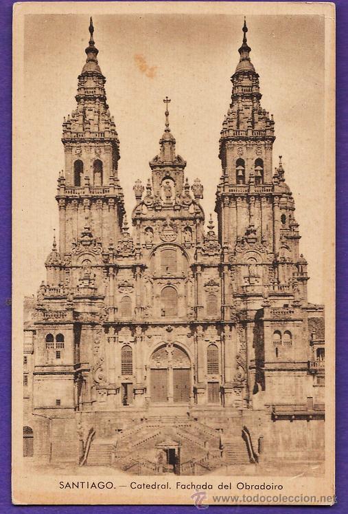 Postkarten: santiago compostela - catedral / fachada del obradoiro - ed. el sol - circulada - a&ntilde;os 30 - x