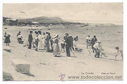 Postales: LA CORU&Ntilde;A. PLAYA DE RIAZOR. (CIRCULADA EN 1909) - Foto 1