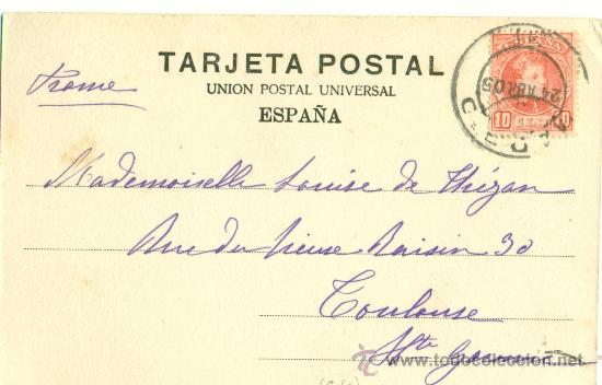 Postales: CORU&Ntilde;A. BA&Ntilde;OS DE RIAZOR. CIRCULADA EN 1905. - Foto 2