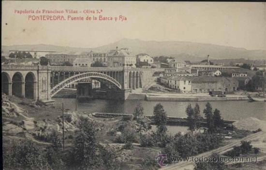 Postales: PONTEVEDRA.- PUENTE DE LA BARCA Y R&Iacute;A - Foto 1