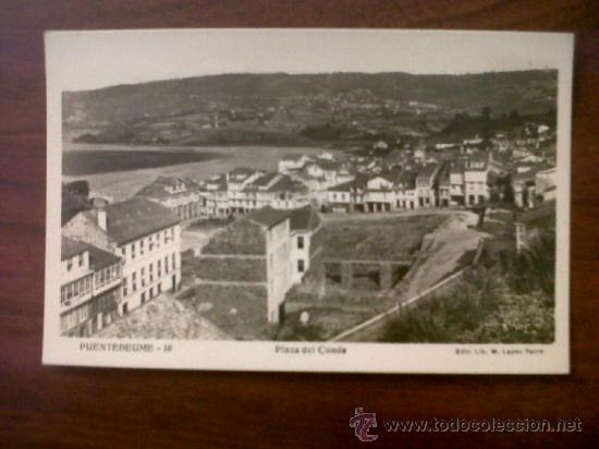 Cartes Postales: POSTAL PUENTEDEUME-PLAZA DEL CONDE-ED.LOPEZ TORRE N&ordm;10-SIN CIRCULAR