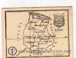 Postales: Cromo con plano de la provincia de Lugo. 5 x 6 cm.